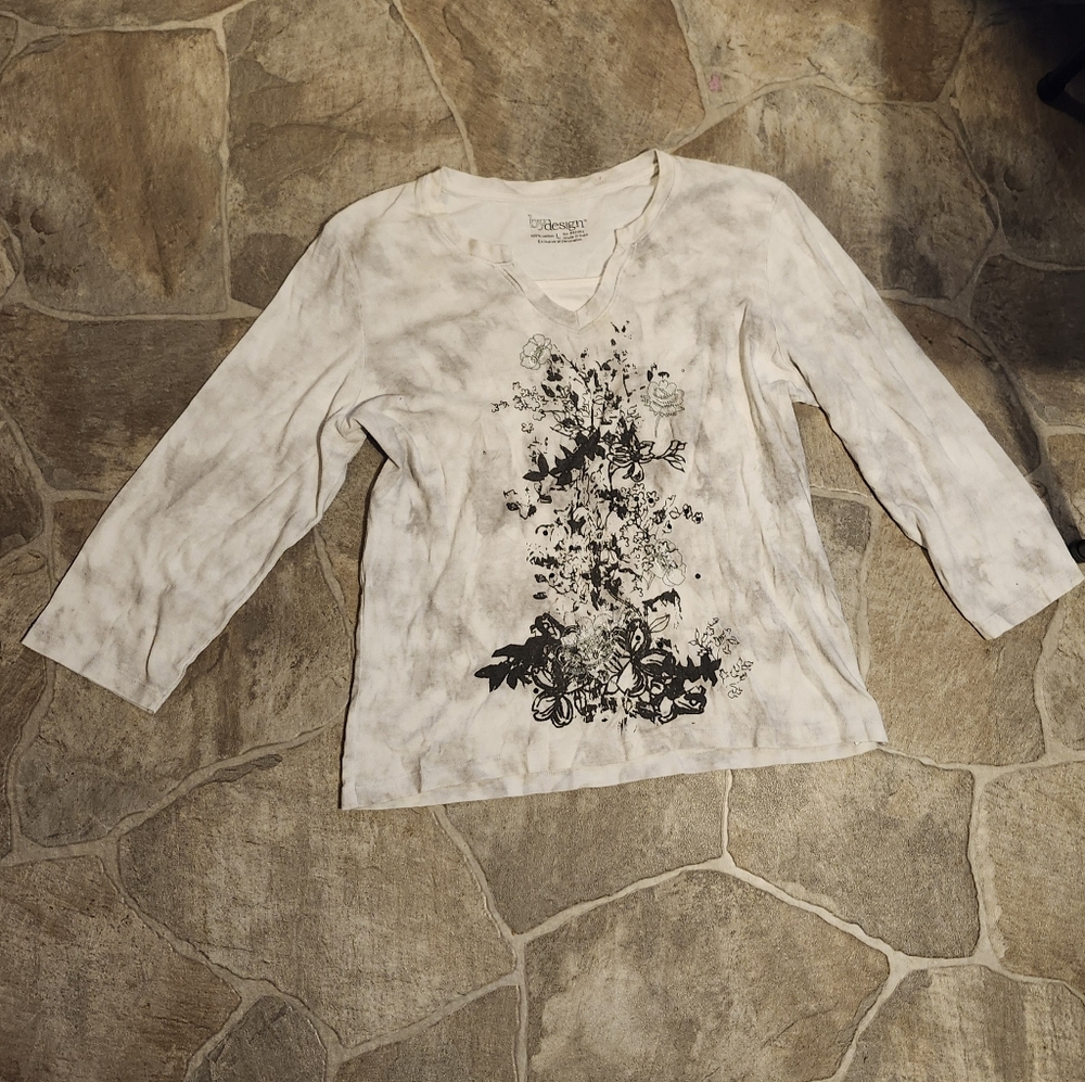 Gymboree Kids Long Sleeve Shirt - White with Black Graphic